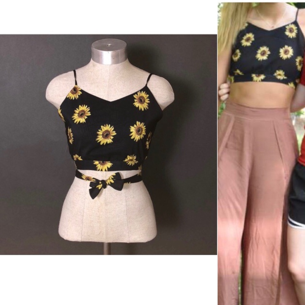 Zaful | Black Sunflower Crop top.